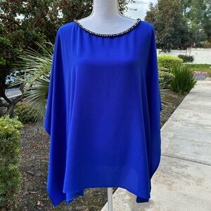 Michael Kors Batwing Pancho Women's Top with Embellished Neckline Size XL